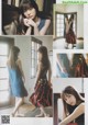 A collage of photos of a woman in a dress.